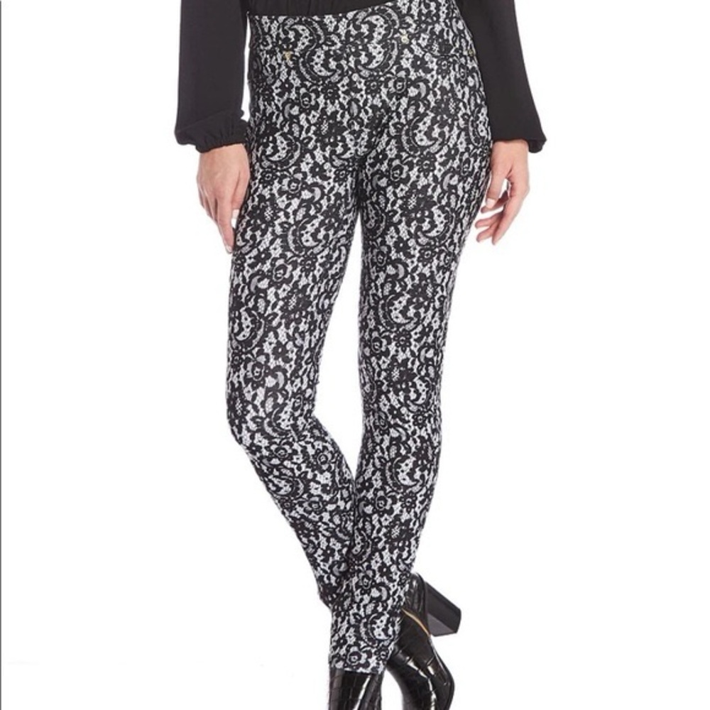 Michael Michael Kors Lace-Effect Fashion Leggings – Black/White (Size S)